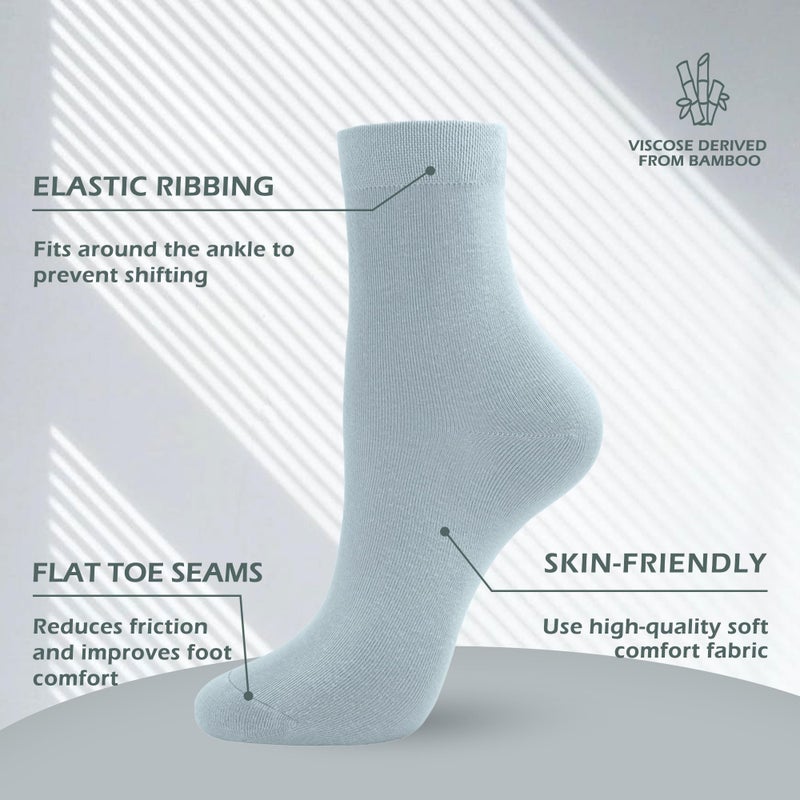 SERISIMPLE Women Thin Viscose Bamboo Socks Crew Lightweight Above Ankle Casual Dress Sock For Ladies Bootie Trouser 5 Pairs (Assorted, Medium) - Image 2